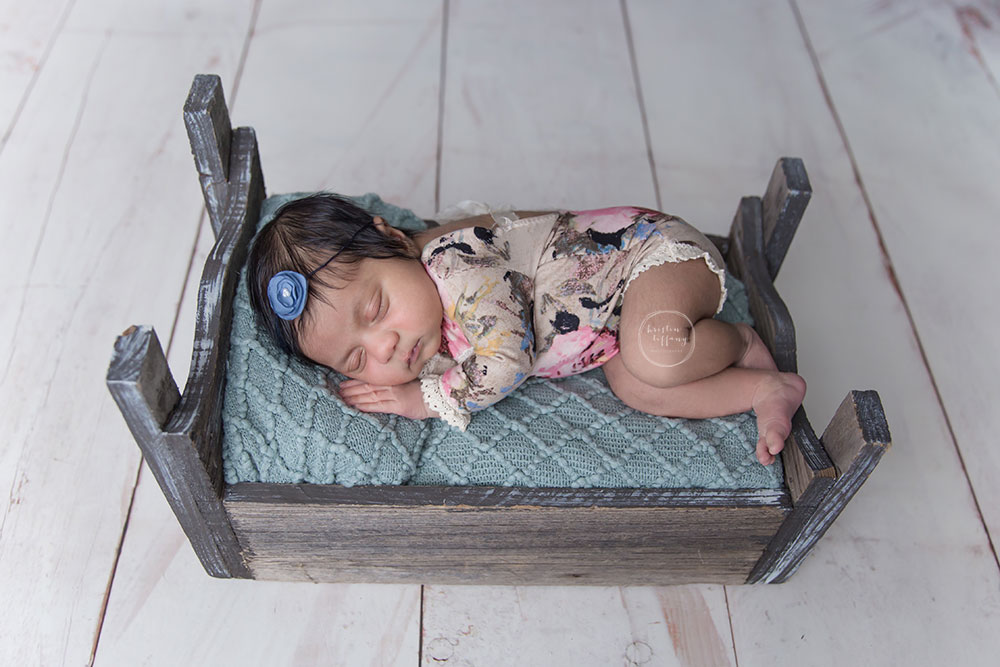 a photo of a posed newborn baby girl
