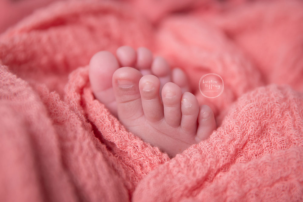a photo of a newborn baby girl's feet at a posed newborn session