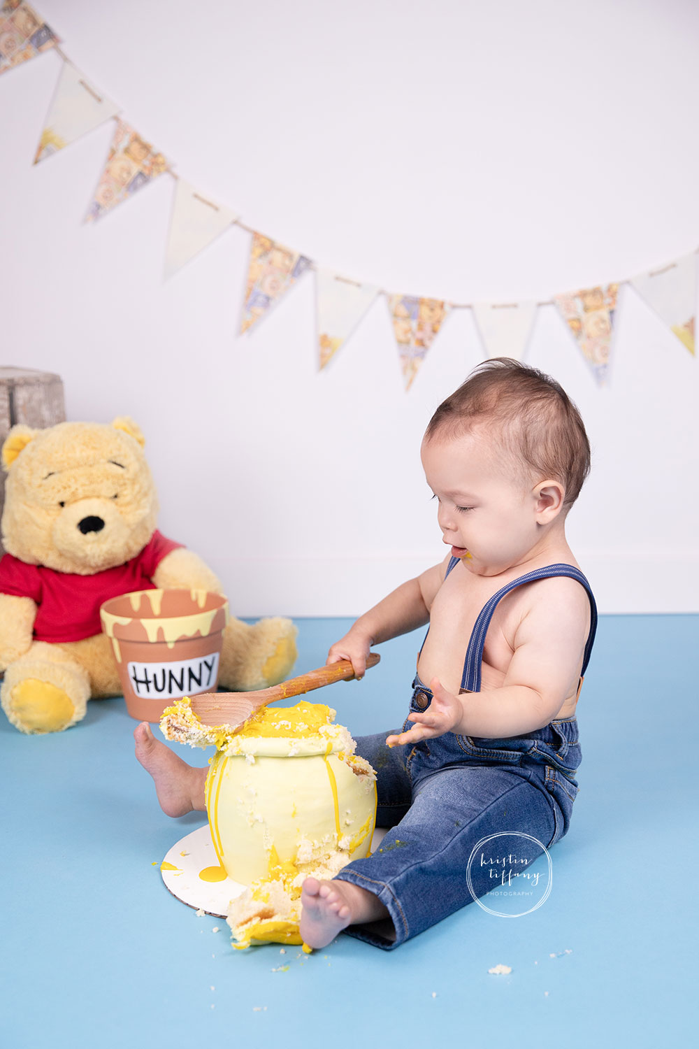 a photo of a baby boy at a cake smash photo session