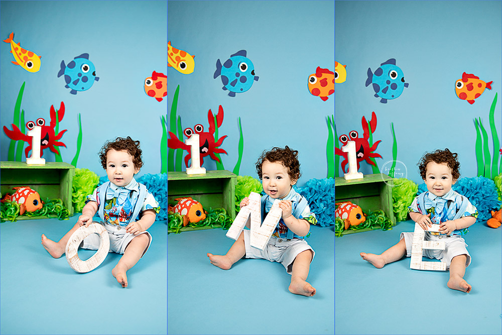 a photo of a baby boy at a cake smash session with Kristin Tiffany Photography